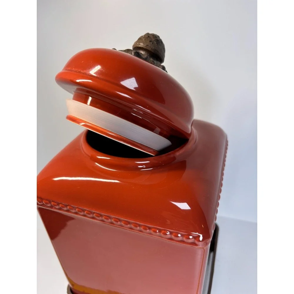 3 Piece Canister GG Collection Tuscan Red Scroll Metal Bases European Charm